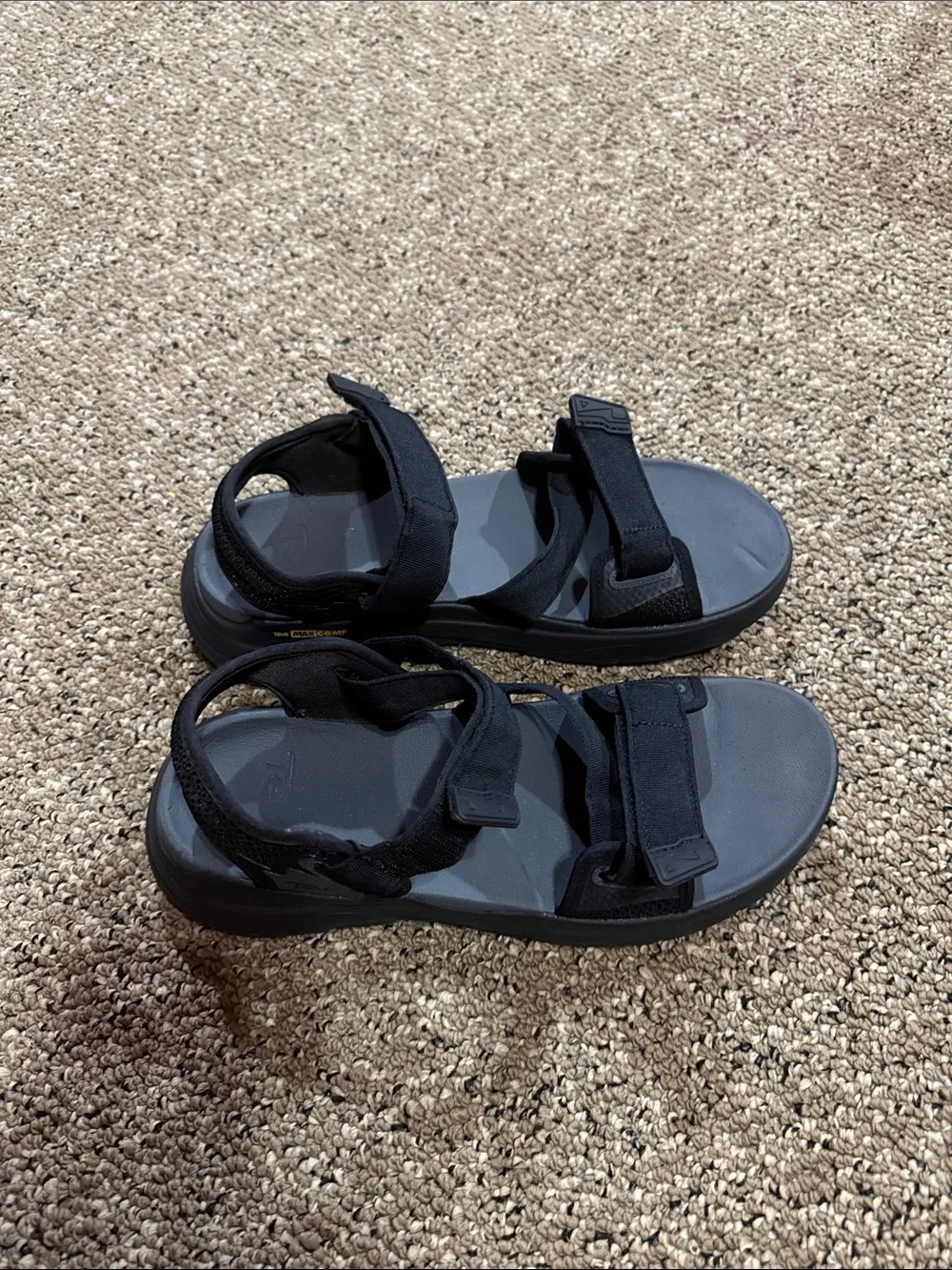 Teva Men’s Black Sport Sandals with Gray Footbed Sz 9